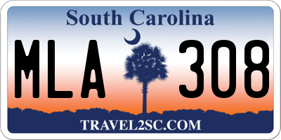 SC license plate MLA308
