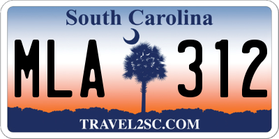SC license plate MLA312