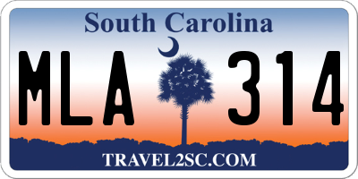SC license plate MLA314