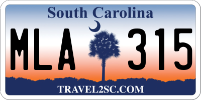 SC license plate MLA315