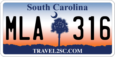 SC license plate MLA316