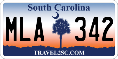 SC license plate MLA342