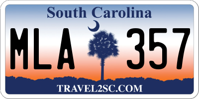 SC license plate MLA357