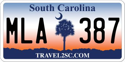 SC license plate MLA387