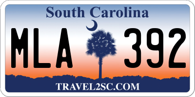 SC license plate MLA392