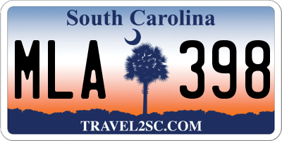 SC license plate MLA398