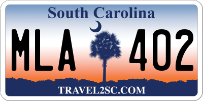 SC license plate MLA402