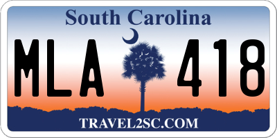 SC license plate MLA418
