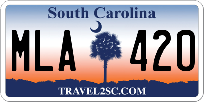 SC license plate MLA420