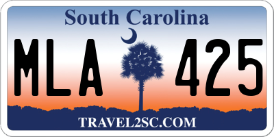 SC license plate MLA425