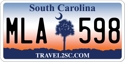 SC license plate MLA598