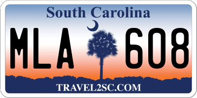 SC license plate MLA608