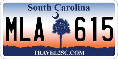 SC license plate MLA615