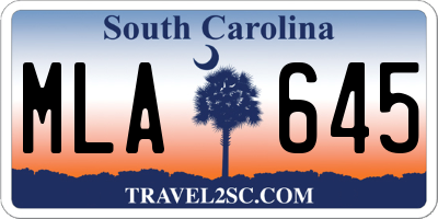 SC license plate MLA645