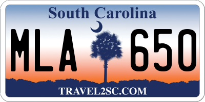 SC license plate MLA650
