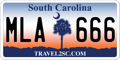 SC license plate MLA666