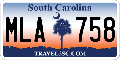 SC license plate MLA758