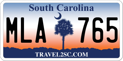 SC license plate MLA765