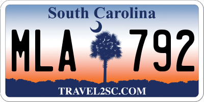 SC license plate MLA792