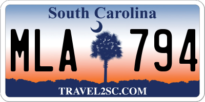 SC license plate MLA794