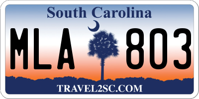 SC license plate MLA803