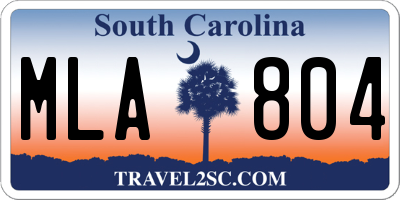 SC license plate MLA804