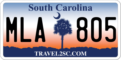 SC license plate MLA805