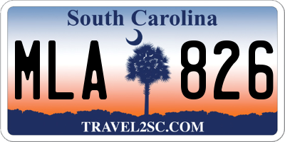 SC license plate MLA826