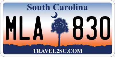SC license plate MLA830