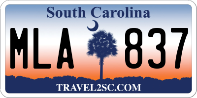 SC license plate MLA837