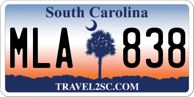 SC license plate MLA838