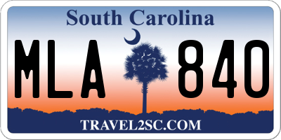 SC license plate MLA840
