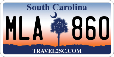 SC license plate MLA860