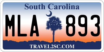 SC license plate MLA893