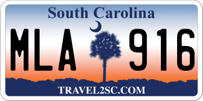 SC license plate MLA916