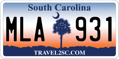 SC license plate MLA931