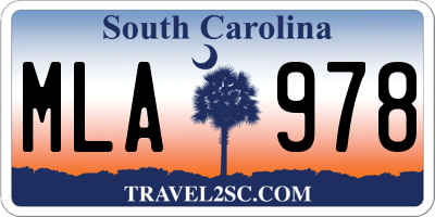 SC license plate MLA978