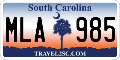 SC license plate MLA985