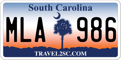 SC license plate MLA986