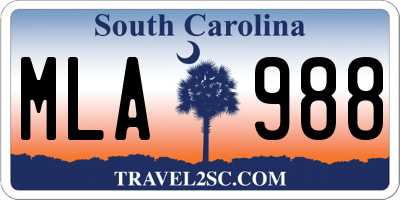 SC license plate MLA988