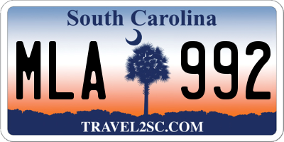 SC license plate MLA992