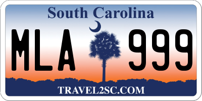 SC license plate MLA999