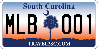 SC license plate MLB001
