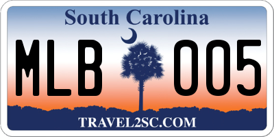 SC license plate MLB005
