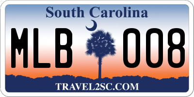 SC license plate MLB008
