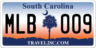 SC license plate MLB009