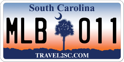 SC license plate MLB011