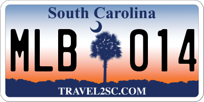 SC license plate MLB014