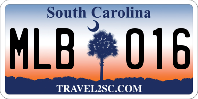 SC license plate MLB016