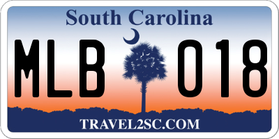 SC license plate MLB018